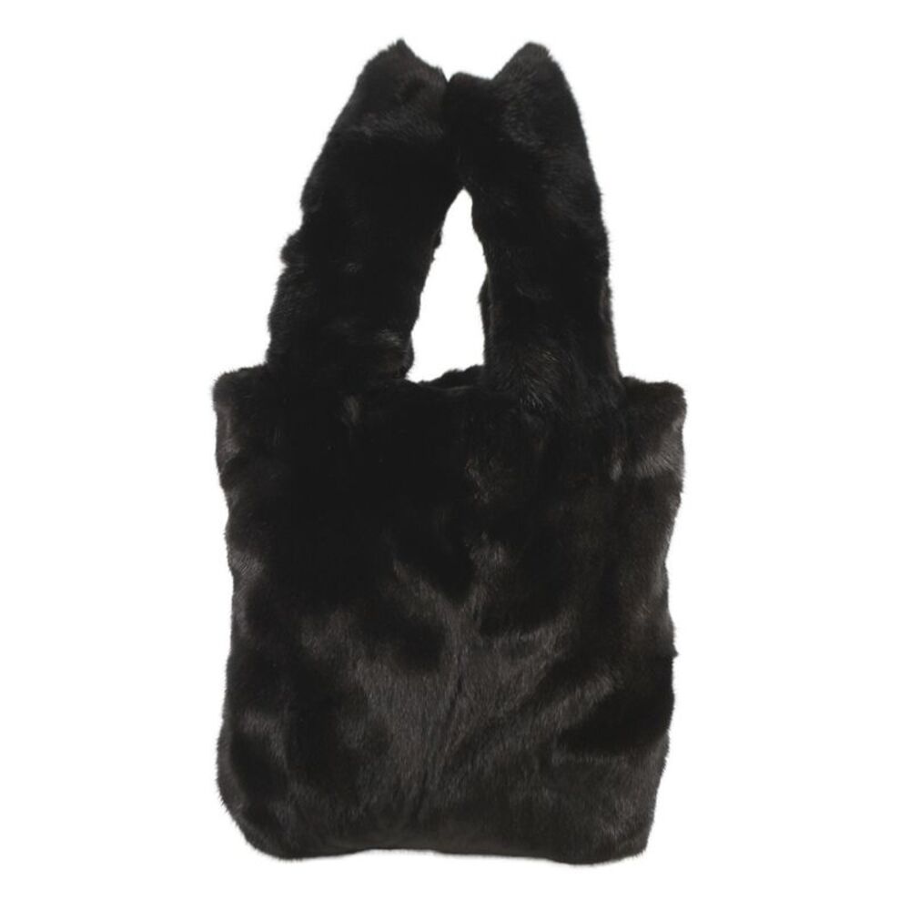 Pologeorgis Womens Mink Open Tote Top Handle Handbag Black